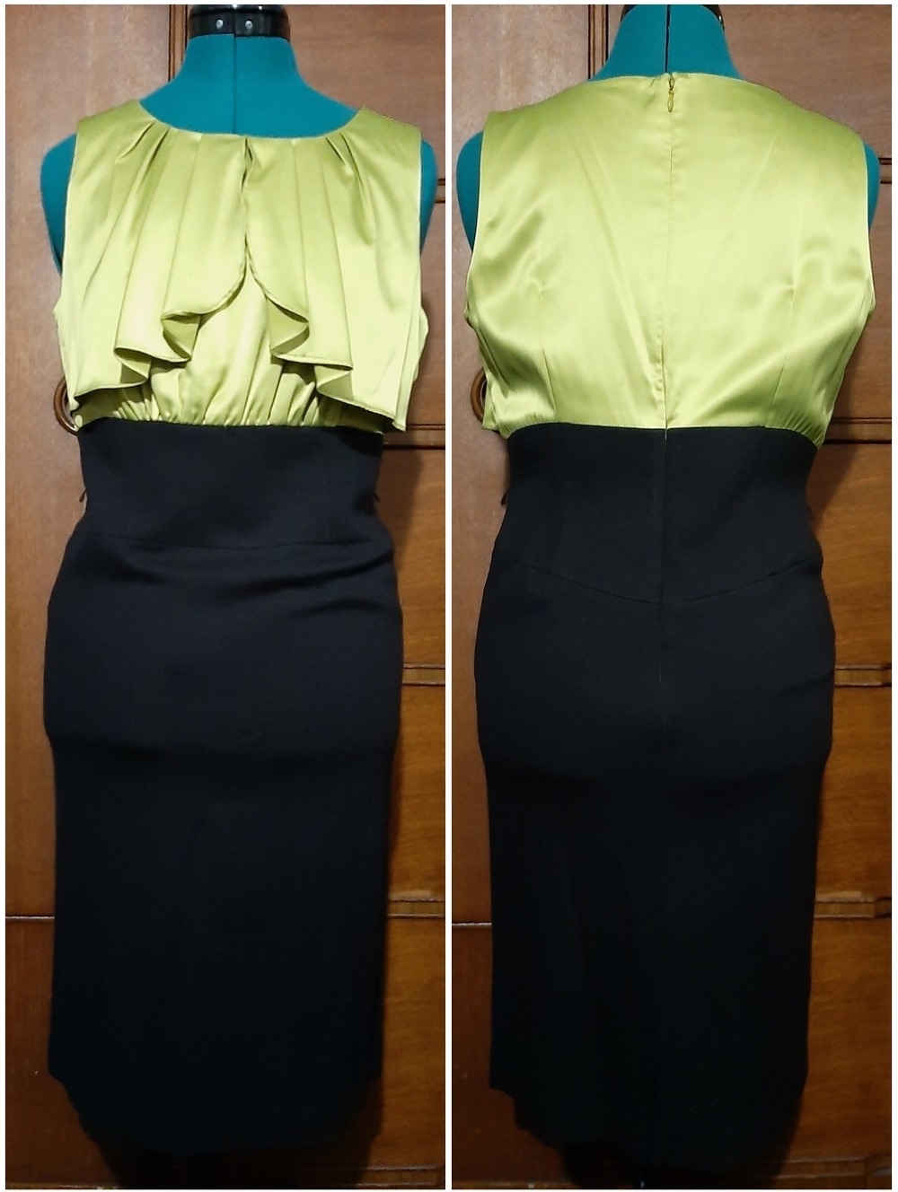 Alfani Two-Tone Chartreuse And Black Sheath Dress